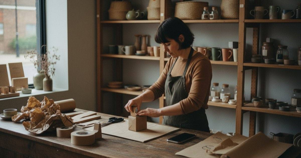 Small business owner checking incoming messages on a phone