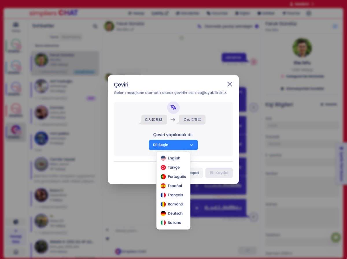 Simpliers CHAT karşılaştırma ekran görüntüsü